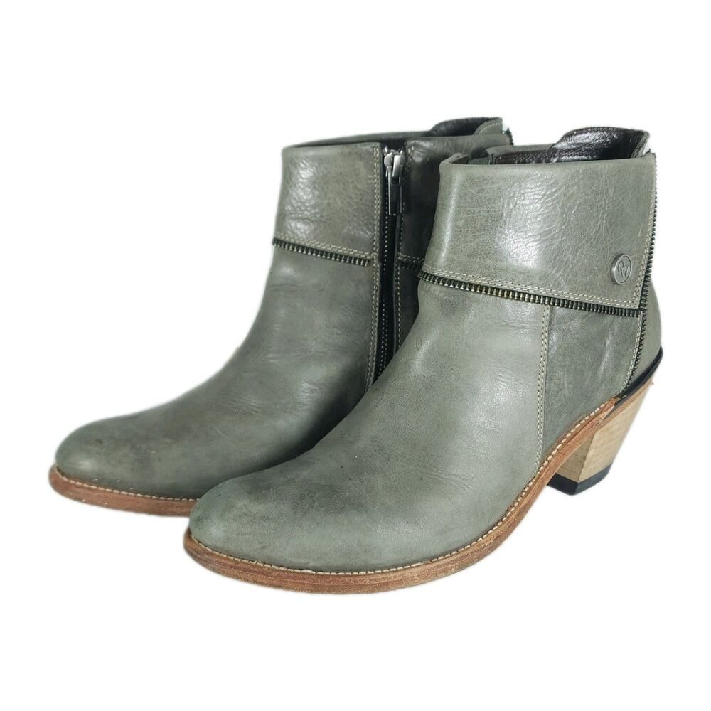Old West Women’s Jama US8-8,5 Gray Leather Snip Toe Ankle Western Boots Booties
